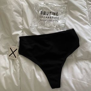 Boutine LA Black Ribbed High Waist Bikini Bottoms
